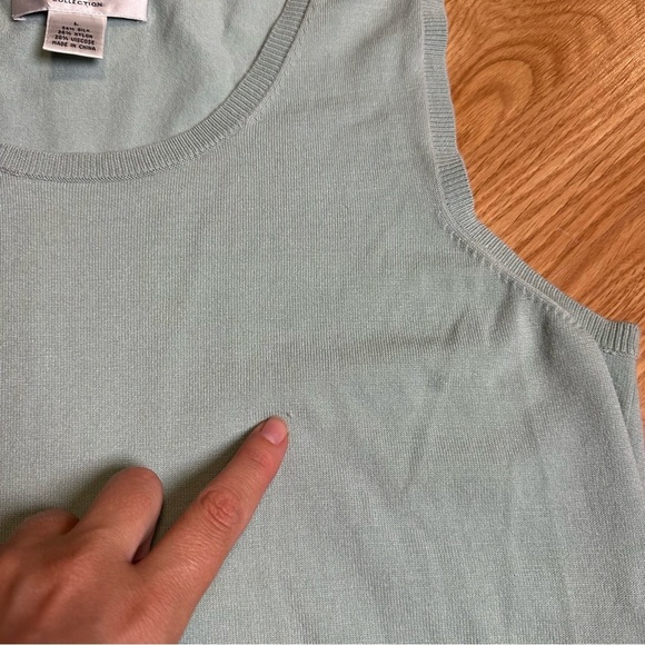 Judith hart large light blue silk blend tank ribbed hems basic layering business - Picture 5 of 6